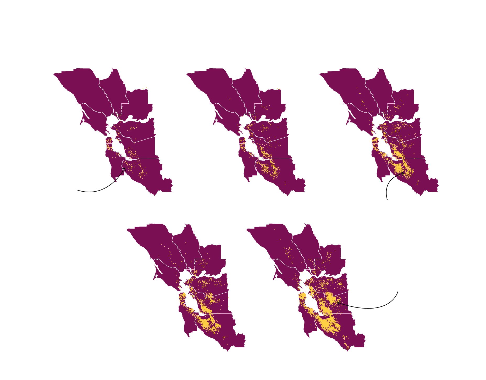 Five maps that showcase the rise of the Indian American population in the Bay Area between 1980 and 2024