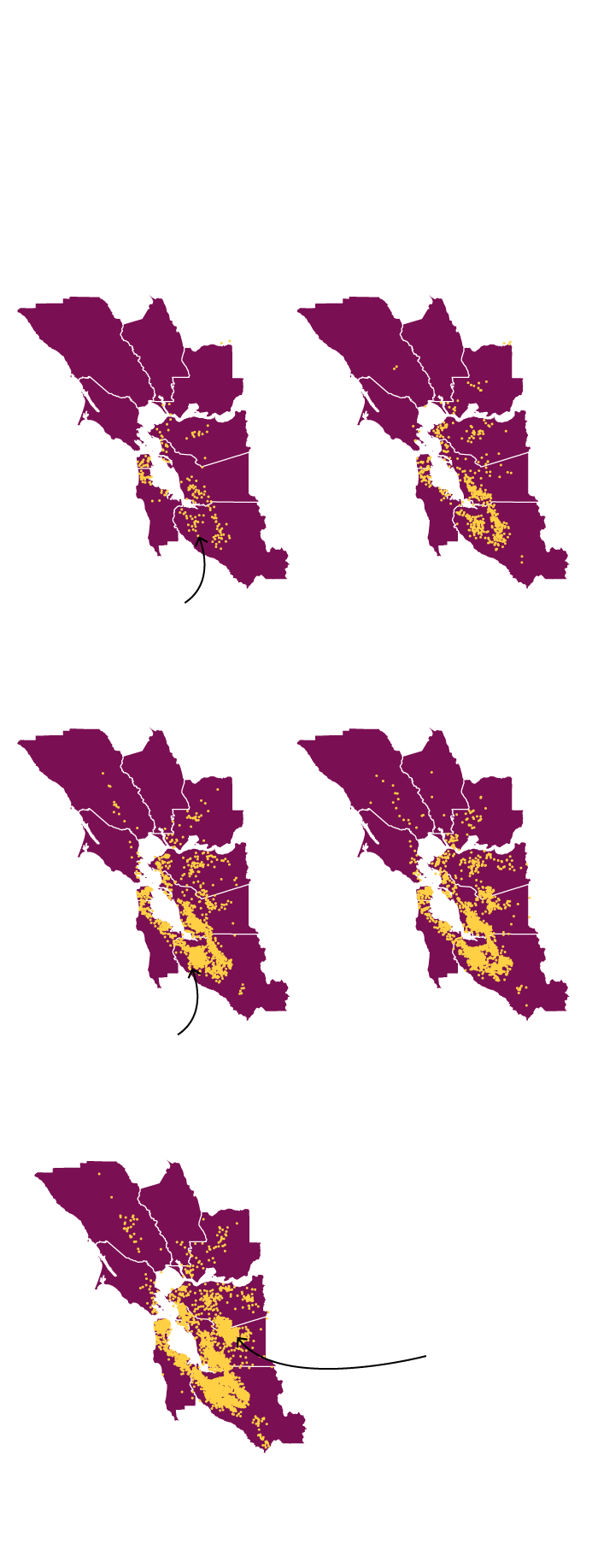 Five maps that showcase the rise of the Indian American population in the Bay Area between 1980 and 2024