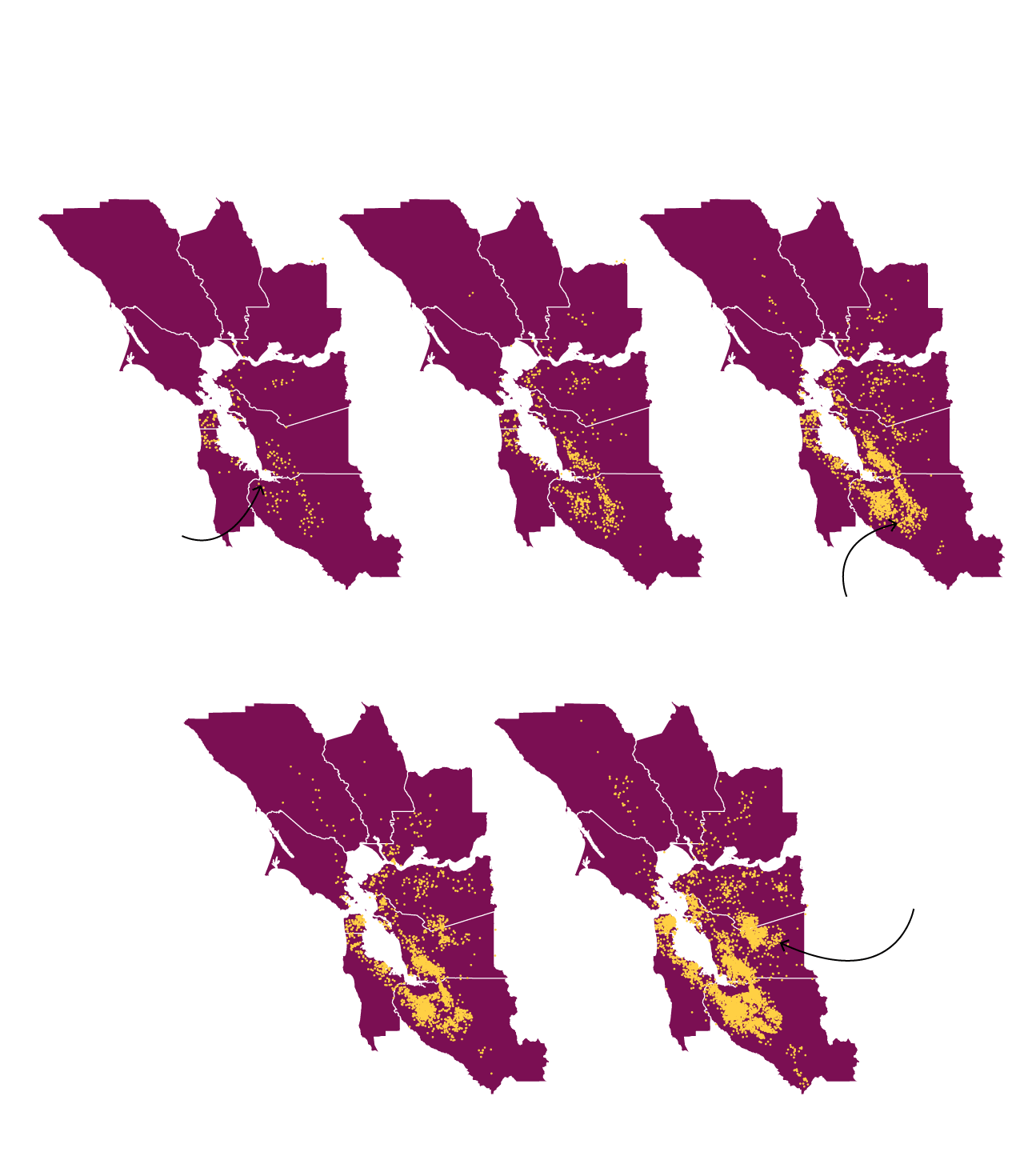 Five maps that showcase the rise of the Indian American population in the Bay Area between 1980 and 2024