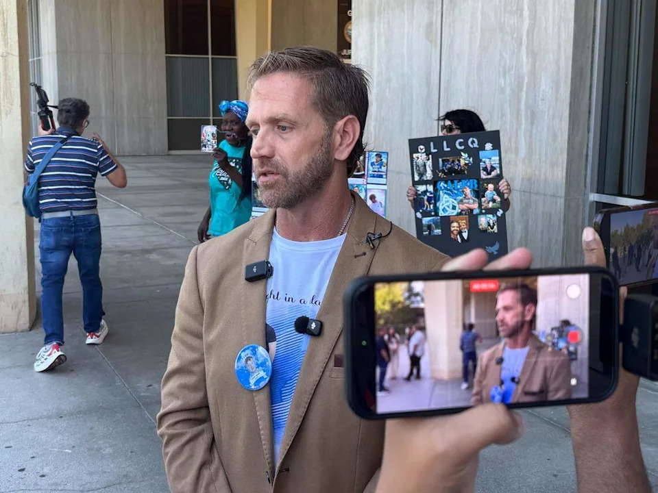 Stephen Quick, the father of Caleb Quick, speaks to media outside the Fresno County Courthouse on Friday, May 15, 2026, after a judge decided one of the two teens accused of killing his son will remain in the juvenile justice system.