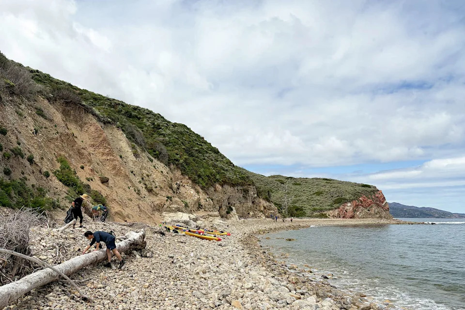 Volunteers scoured a remote beach, located on California's Santa Cruz Island in Channel Islands National Park, for trash on May 4, 2026. (Erin Rode/SFGATE)