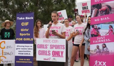 Protesters challenge trans sports policy in California