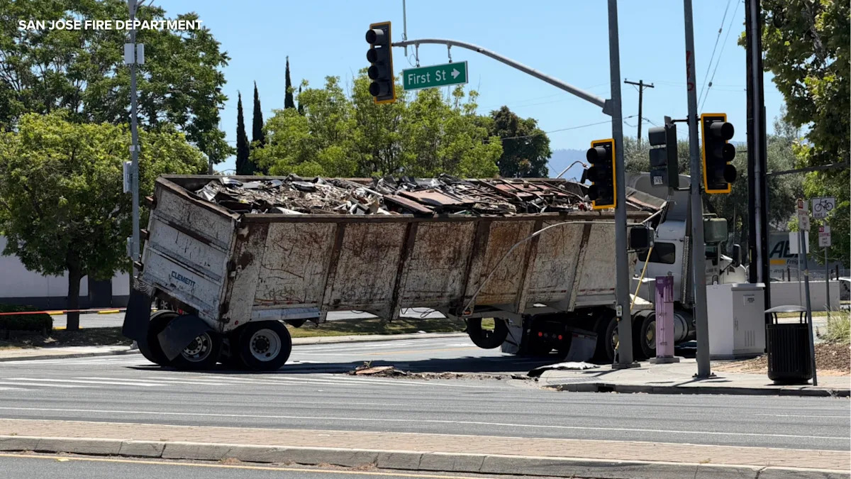 Stalled damaged semi-truck prompts power shutoff for thousands in San Jose, road closures