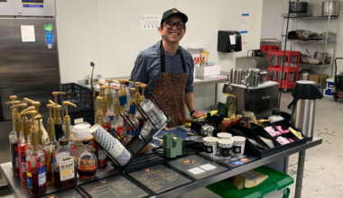 man behind a coffee bar