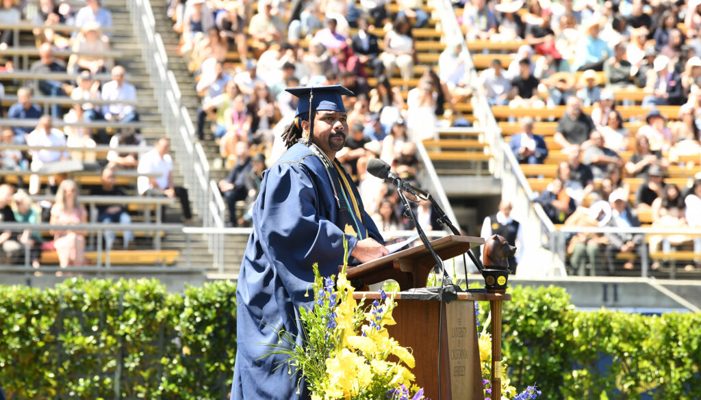 University Medalist Charles Long gives a speech a 2026 commencement