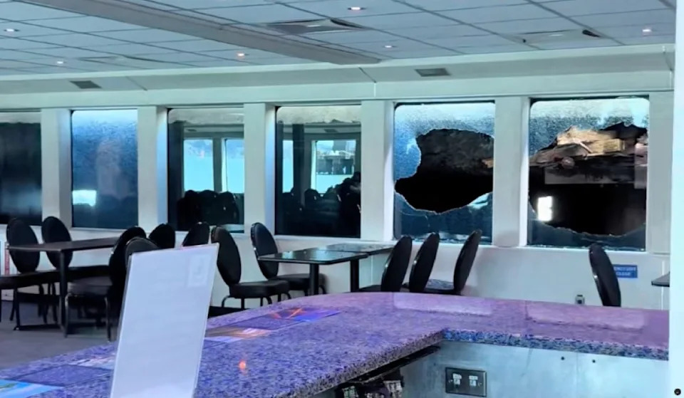 A passenger recorded as the vessel crashed into Pier 31. @gennnalc/TikTok