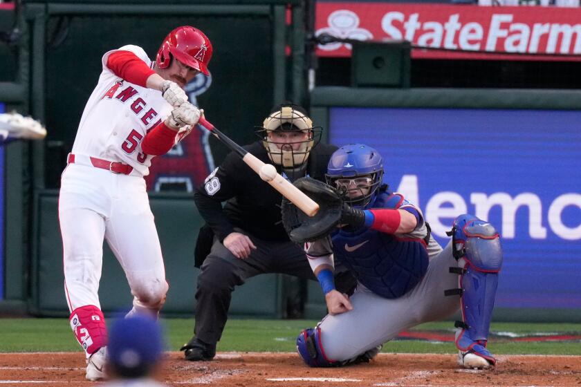 Anaheim native Wade Meckler powers struggling Angels to a win over Rangers in his debut
