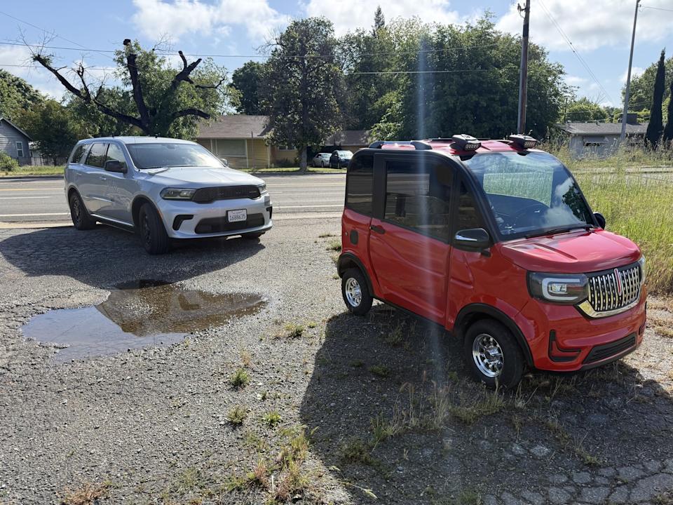 tiny car pulled over in california