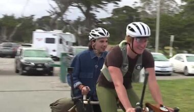 Cyclist rides California coast on tandem bike for mental health, invites others along
