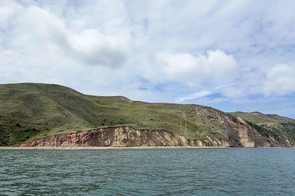 A remote cobblestone beach in Chinese Harbor on Santa Cruz Island in California on May 4, 2026. (Erin Rode/SFGATE)