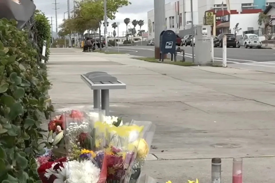 Flowers left for Katie Osorio.Credit: ABC 10 News/Youtube