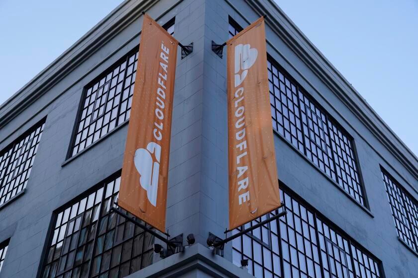 The headquarters of Cloudflare is seen in San Francisco, Wednesday, Aug. 31, 2022. Citing "imminent danger," Cloudflare has dropped the notorious stalking and harassment site Kiwi Farms from its internet security services. (AP Photo/Eric Risberg)