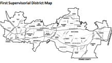A map showing the First Supervisorial District in Los Angeles County.