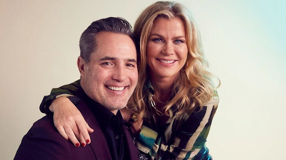 Alison Sweeney and Victor Webster pose for a portrait at the Television Critics Association Winter Press Tour in Pasadena, California in February 2024.
