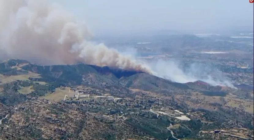 Wildfire burns in Southern California on May 18, 2026.