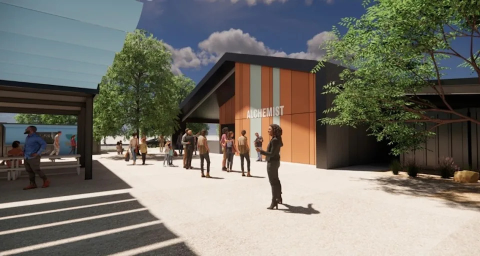 Artist’s rendering of the front of Alchemist Public Market. Photo courtesy of Alchemist CDC
