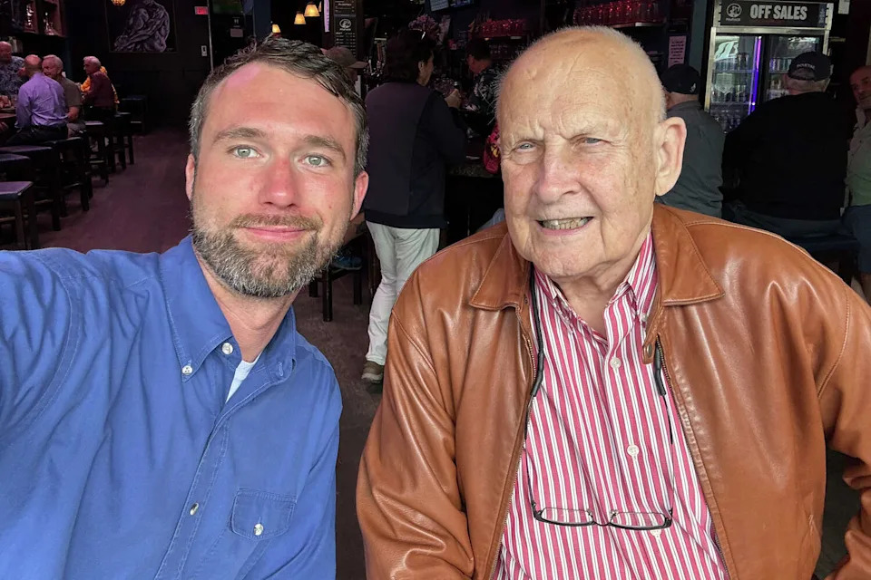 The two Huntly Gordons pose for a selfie together. (Courtesy of Huntly Gordon)
