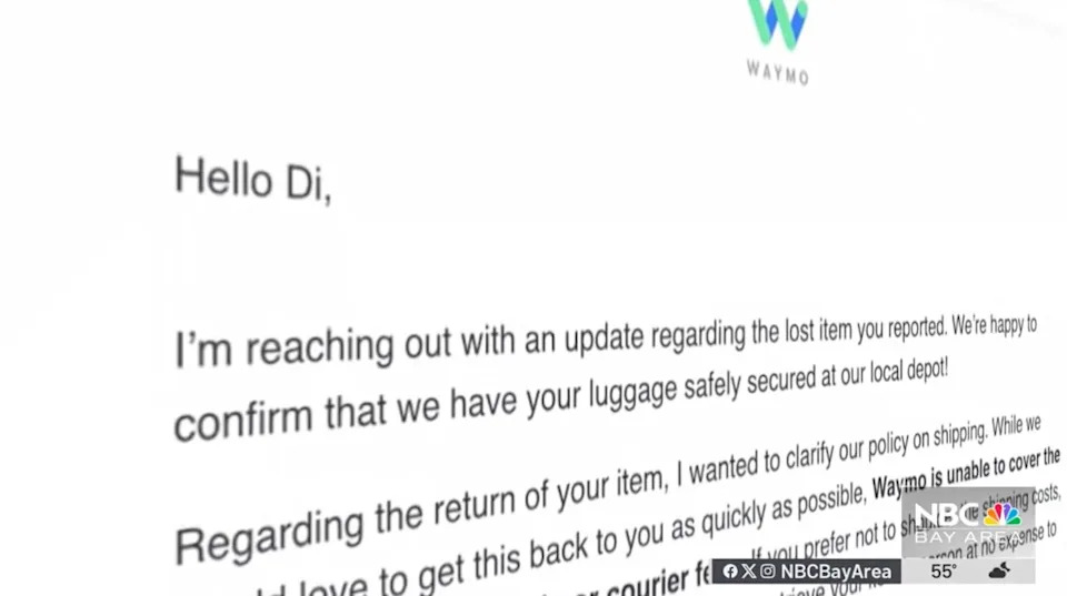 The company added that if Jin didn’t want to pay for shipping, he could instead accept two complimentary Waymo rides to fetch his belongings from the depot himself. NBC Bay Area