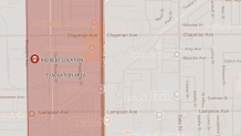 A map showing the area under evacuation in Garden Grove as of 6:20 p.m. on Thursday, May 21, 2026.