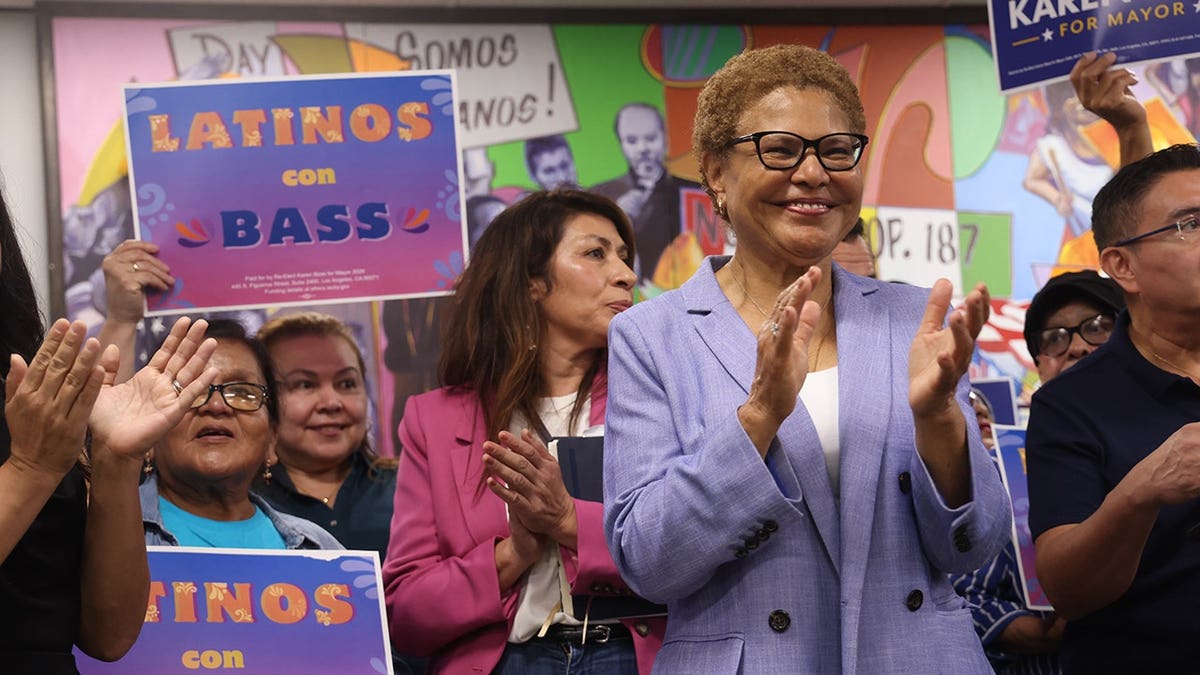 Los Angeles Mayor Karen Bass speaking at CHIRLA campaign event