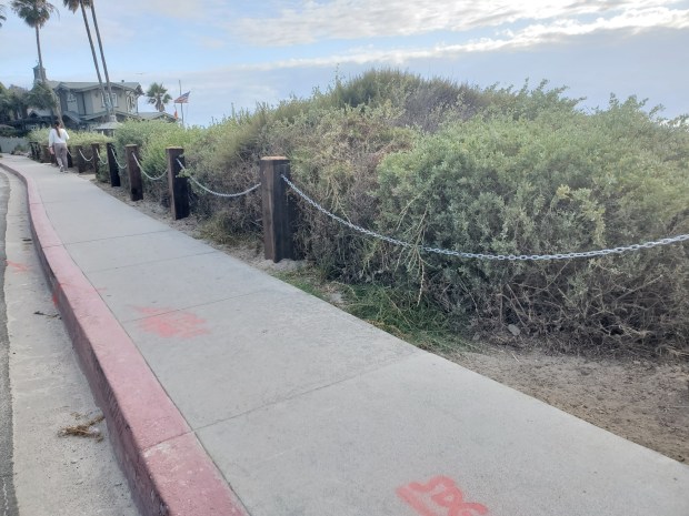New post-and-chain barriers are installed at Whale View Point in La Jolla. (Ashley Mackin-Solomon)
