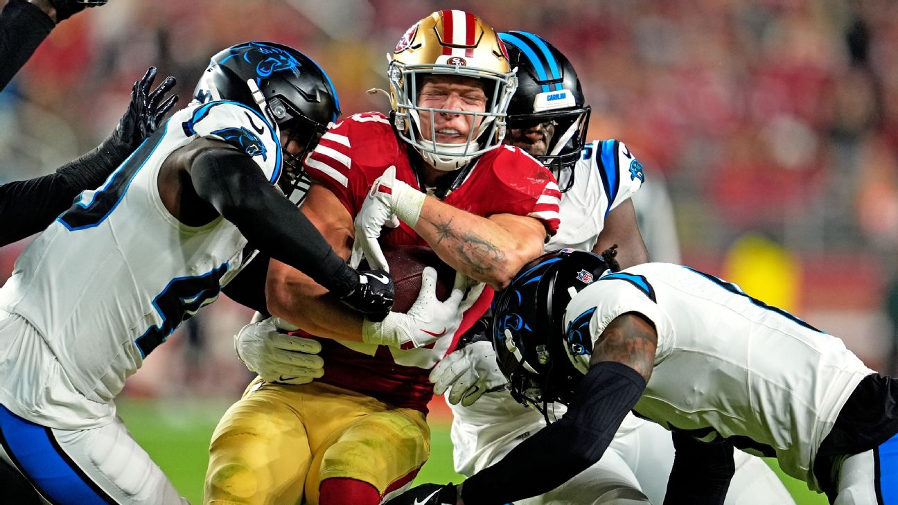 49ers' McCaffrey: Workload managed in practice, not games