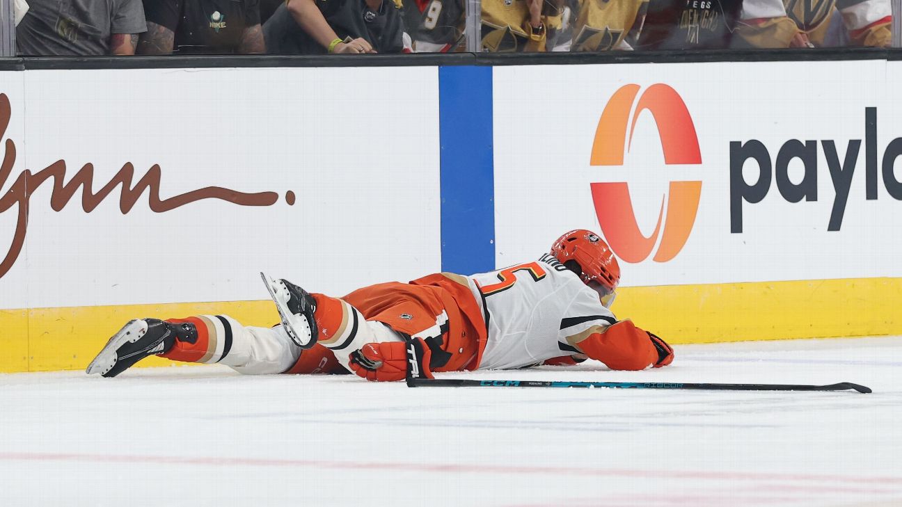 Knights' McNabb ejected after hit injures Ducks' Poehling