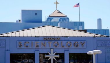 The Church of Scientology of Los Angeles is pictured on April 21, 2023, on Sunset Blvd. in Los Angeles. (AP Photo/Chris Pizzello)