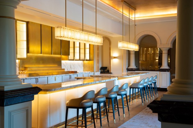 The new champagne lounge at Addison by William Bradley, a Michelin three-star restaurant in San Diego's Carmel Valley, on Friday, May 22, 2026. The restaurant, celebrating its 20th anniversary this year, reopened May 19 after a 52-day renovation.  (Nelvin C. Cepeda / The San Diego Union-Tribune)