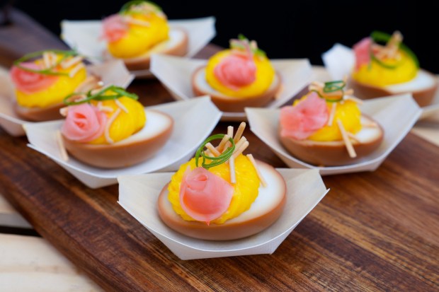 The Humpty Dumpty Ramen Deviled Eggs are another new food item that will debut at the 2026 San Diego County Fair.  (Nelvin C. Cepeda / The San Diego Union-Tribune)