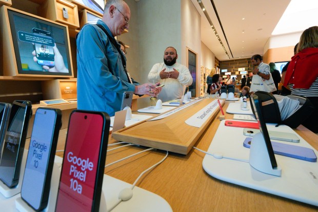San Diego's first Google Store opened on Thursday, May 7, 2026, at Fashion Valley Mall in San Diego, CA. Customers looked over the Pixel 10 Pro Fold phones and the Pro Buds with the help of sales associates. (Nelvin C. Cepeda / The San Diego Union-Tribune)