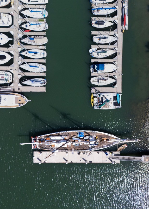 The tall ship, Schooner Bill of Rights, is docked at the Chula Vista Marina on Tuesday, April 28, 2026, in Chula Vista, CA, and is owned and operated by South Bay Sailing Association. (Nelvin C. Cepeda / The San Diego Union-Tribune)