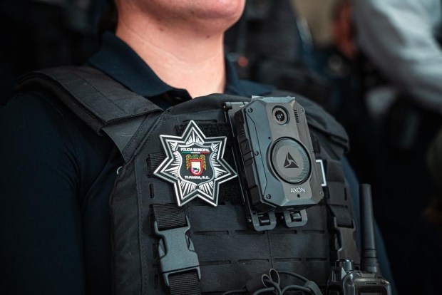 Some Tijuana police officers began wearing body cameras on Friday as part of an effort to increase transparency. (Tijuana Mayor's Press Office)