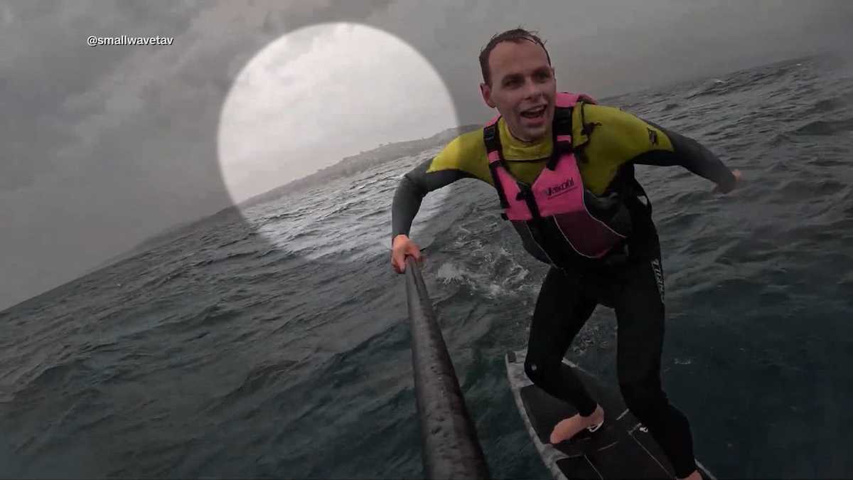California surfer films relentless pursuit by great white shark