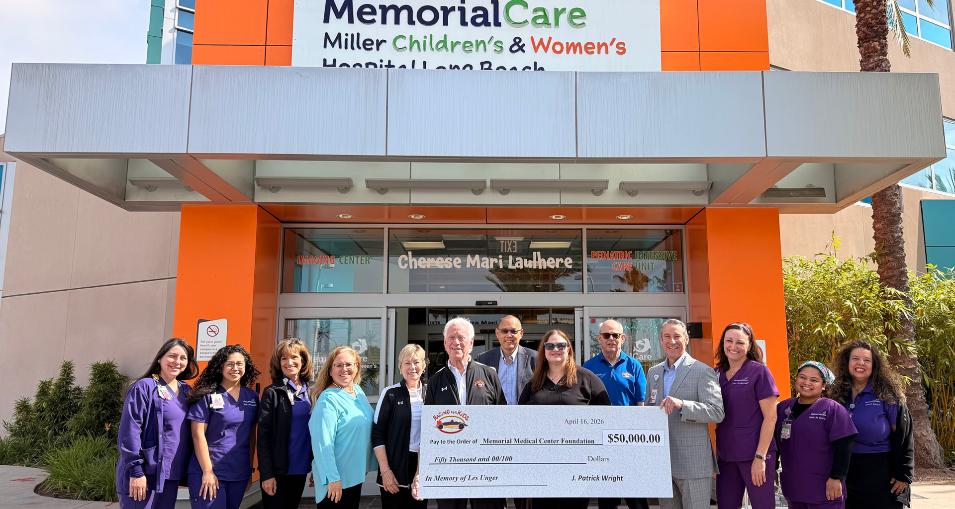 Racing for kids honors the late Les Unger with $50,000 gift to Miller Children’s & Women’s Hospital Child Life Program • Brand stories