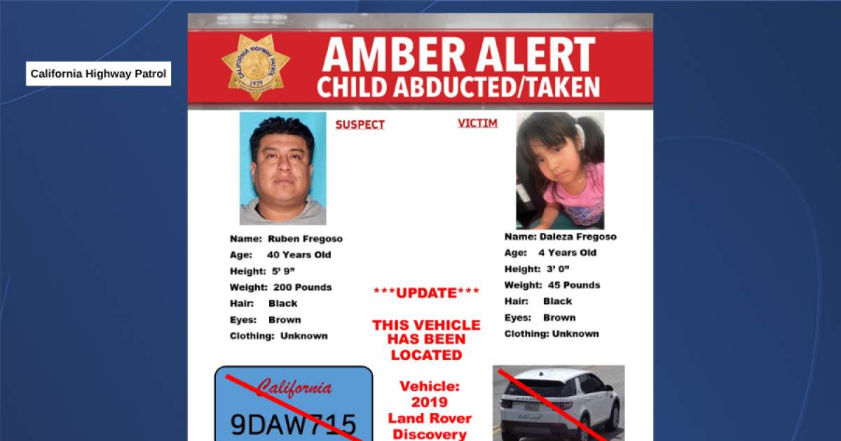 Amber Alert in effect in San Diego County for 4-year-old girl abducted in LA