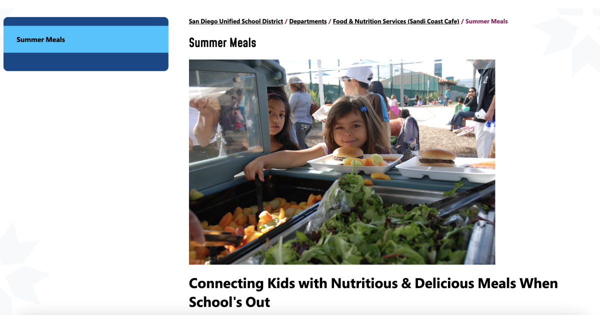 San Diego Unified School District Summer Meal Program