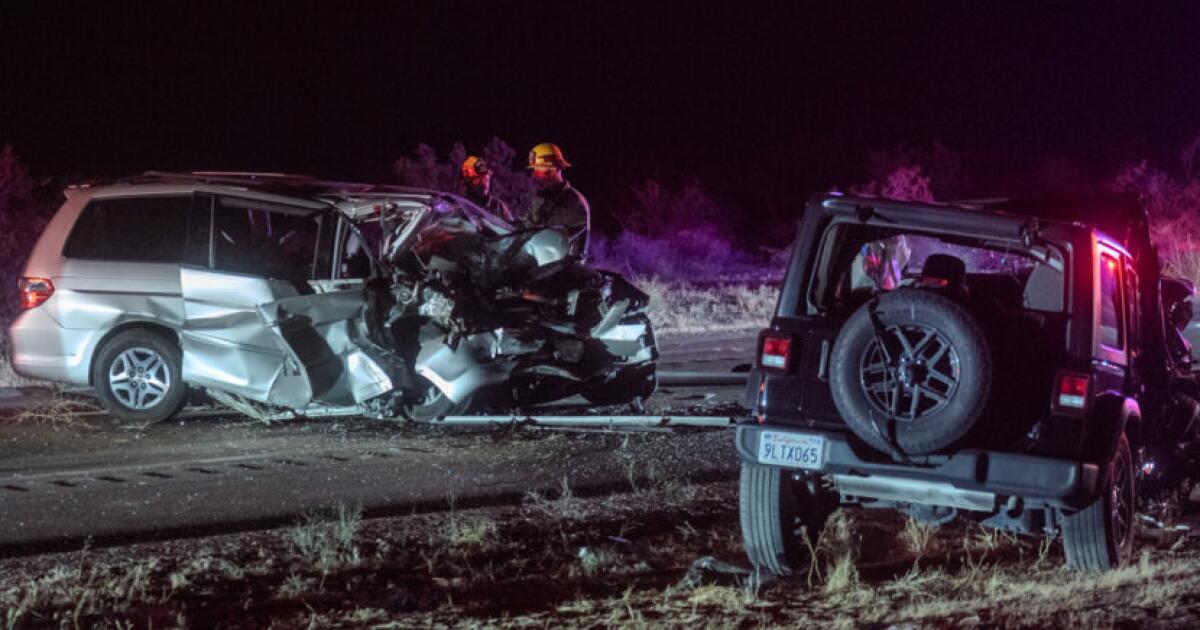 Three dead, four hurt in two-car crash in San Bernardino County