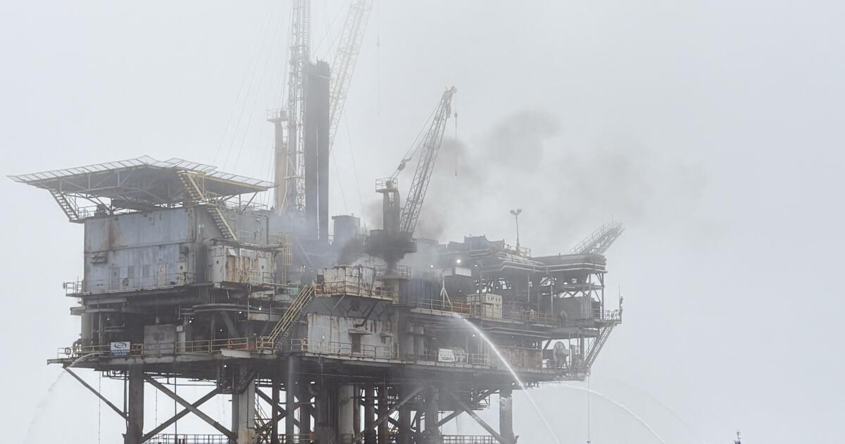 Oil rig off Southern California coast catches fire, dozens of workers evacuated, officials say