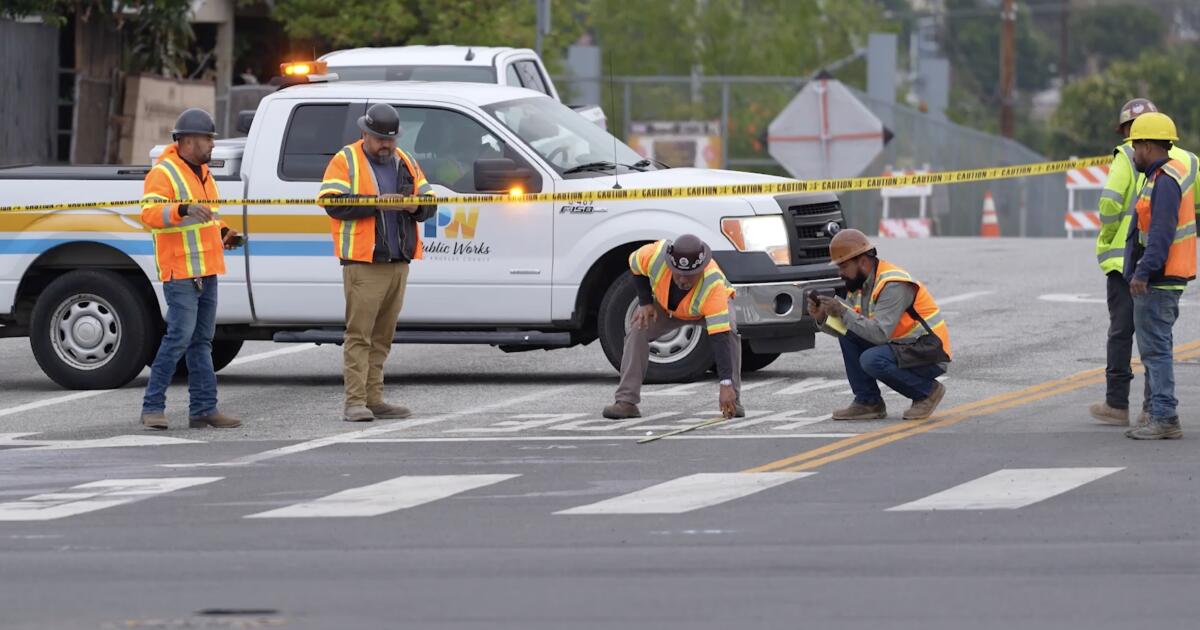 Crude oil spills onto Cesar Chavez Avenue in East L.A. after pipeline rupture