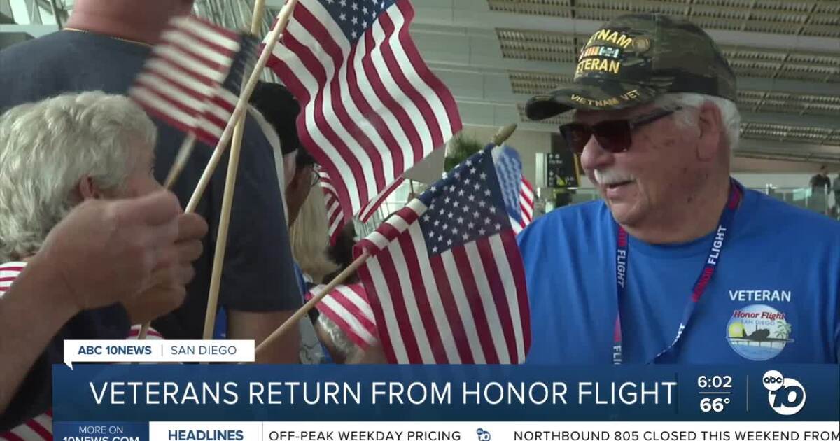 San Diego veterans welcomed home after Honor Flight to D.C.