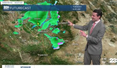 Showers Tuesday, big warm up on the way