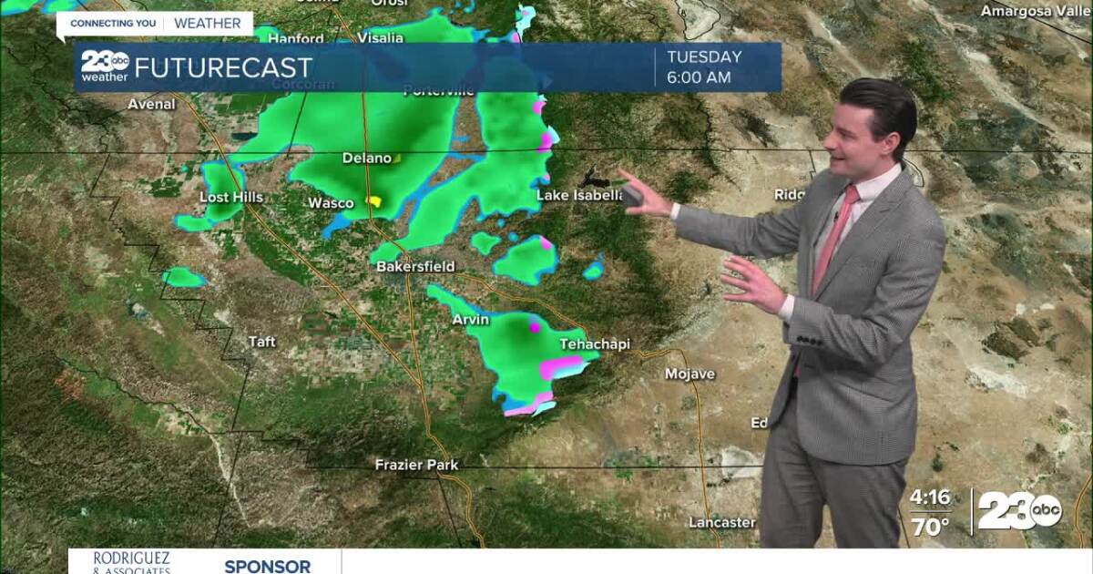Showers Tuesday, big warm up on the way
