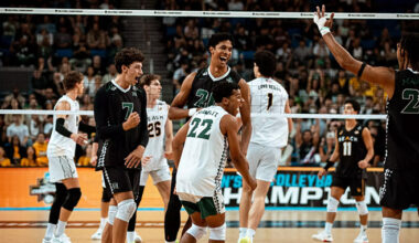 volleyball team celebrates