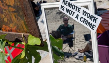 Remote workers return to Law Street Beach — this time with city permit