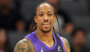 Apr 3, 2026; Sacramento, California, USA; Sacramento Kings guard DeMar DeRozan (10) during the second quarter against the New Orleans Pelicans at Golden 1 Center. Mandatory Credit: Darren Yamashita-Imagn Images