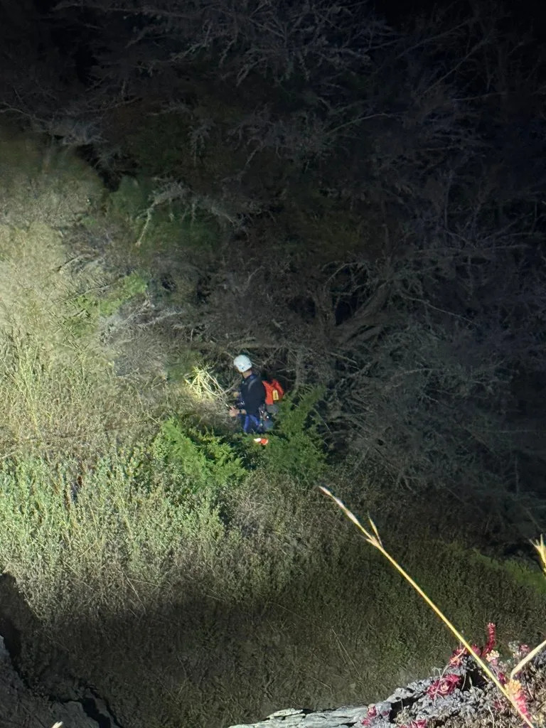 Emergency crews not only had to battle the dark, but high brush terrain and heavy dense fog in the operation. X/@SFFDPIO