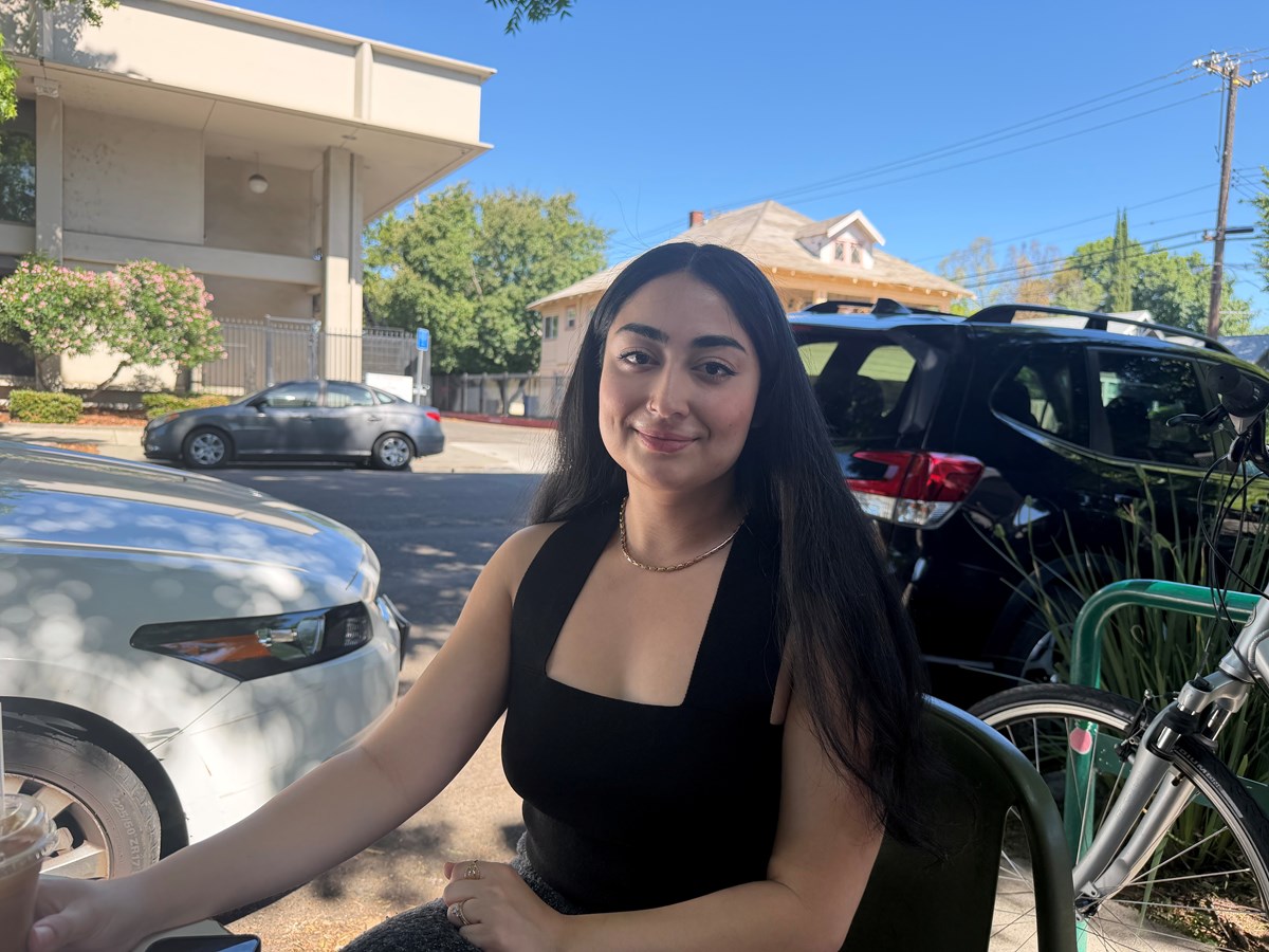 Alina Rahman outside a coffee shop near Sacramento’s Land Park neighborhood. June 1, 2026.