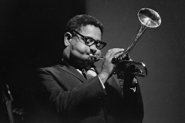 Jazz trumpeter Dizzy Gillespie is seen performing at the Newport Jazz Festival in Rhode Island, June 30, 1967. (AP Photo/Frank C. Curtin)