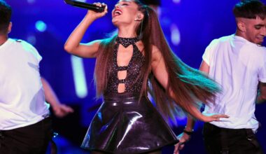 Ariana Grande highlights latest album at sold-out concert tour opener
